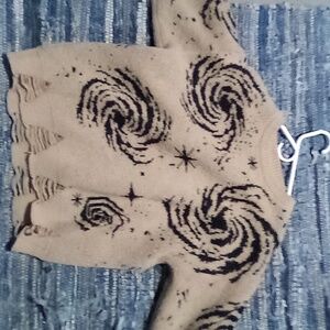 Men's Beige and Black Galaxy Print Sweatshirt